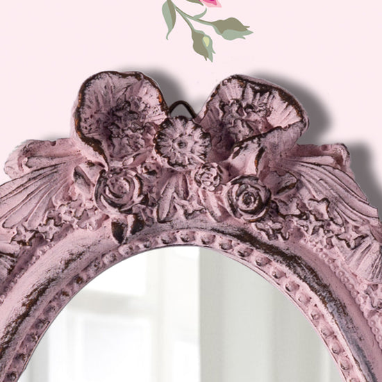 pretty shabby wall mirror - oval ribbon