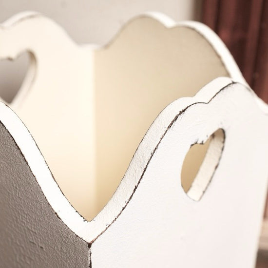 rustic heart-cutout wooden basket