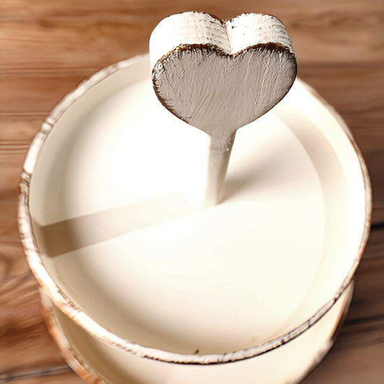 heart-topped two-tier wooden display tray