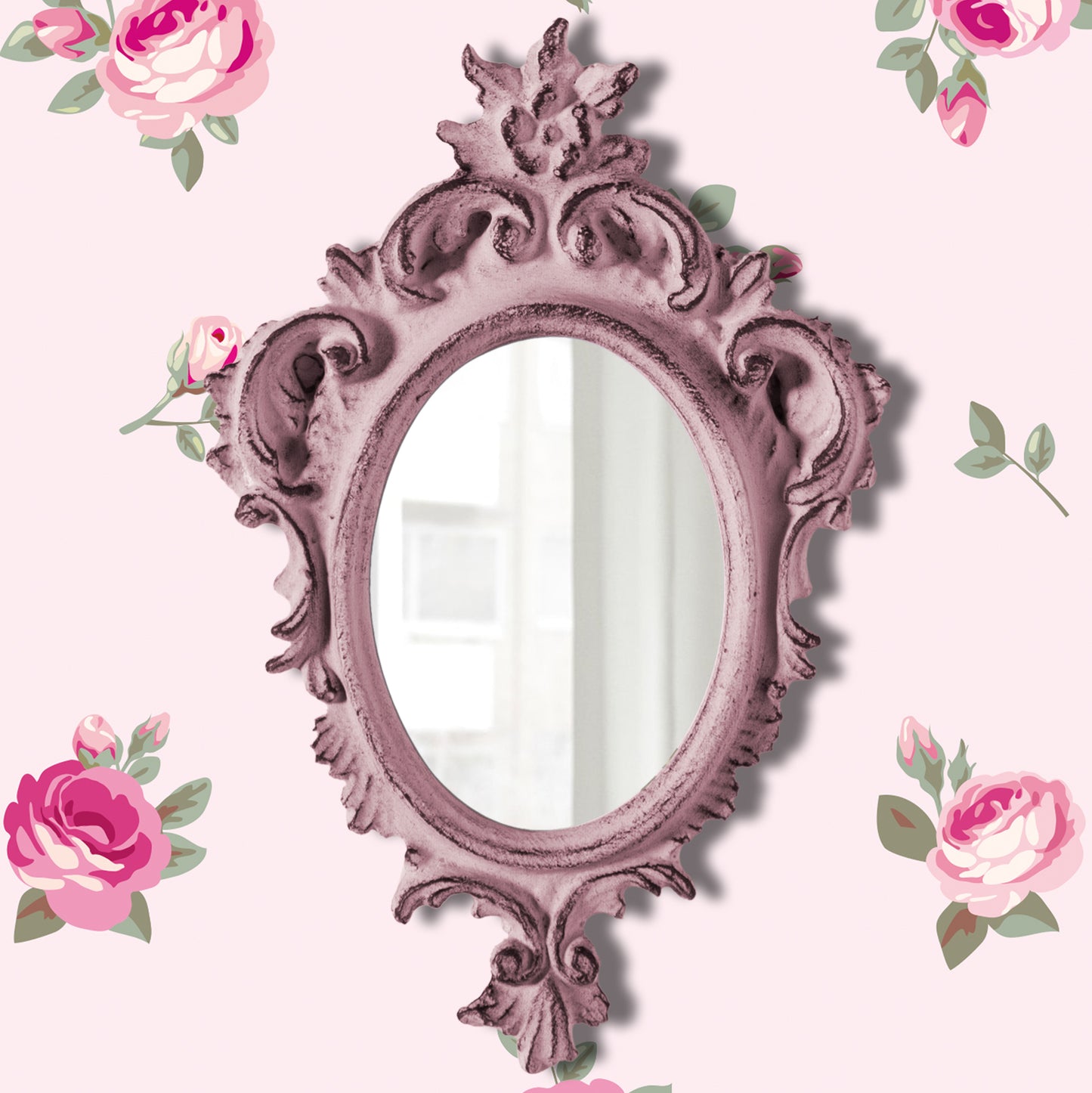 pretty shabby wall mirror - oval chic