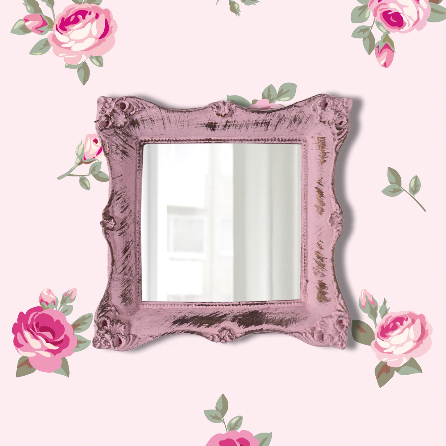 pretty shabby wall mirror - square chic