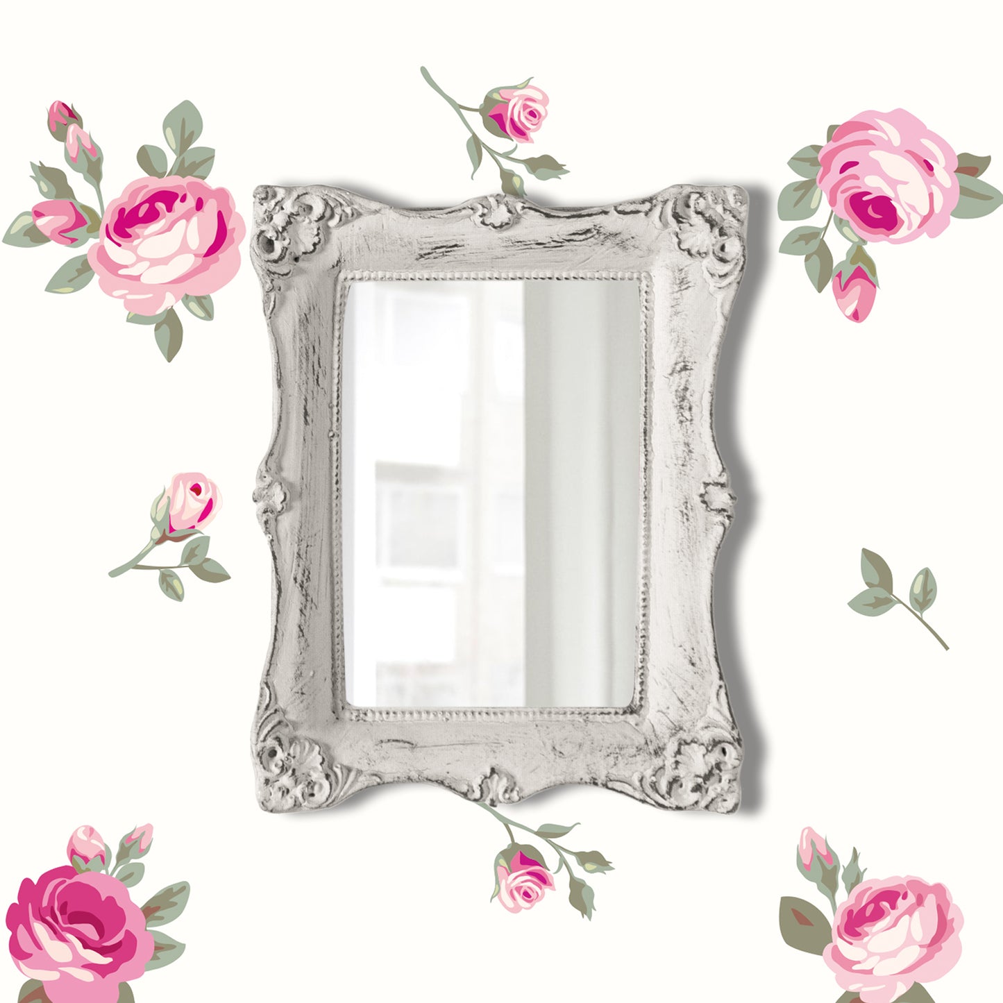 pretty shabby wall mirror - rectangular chic