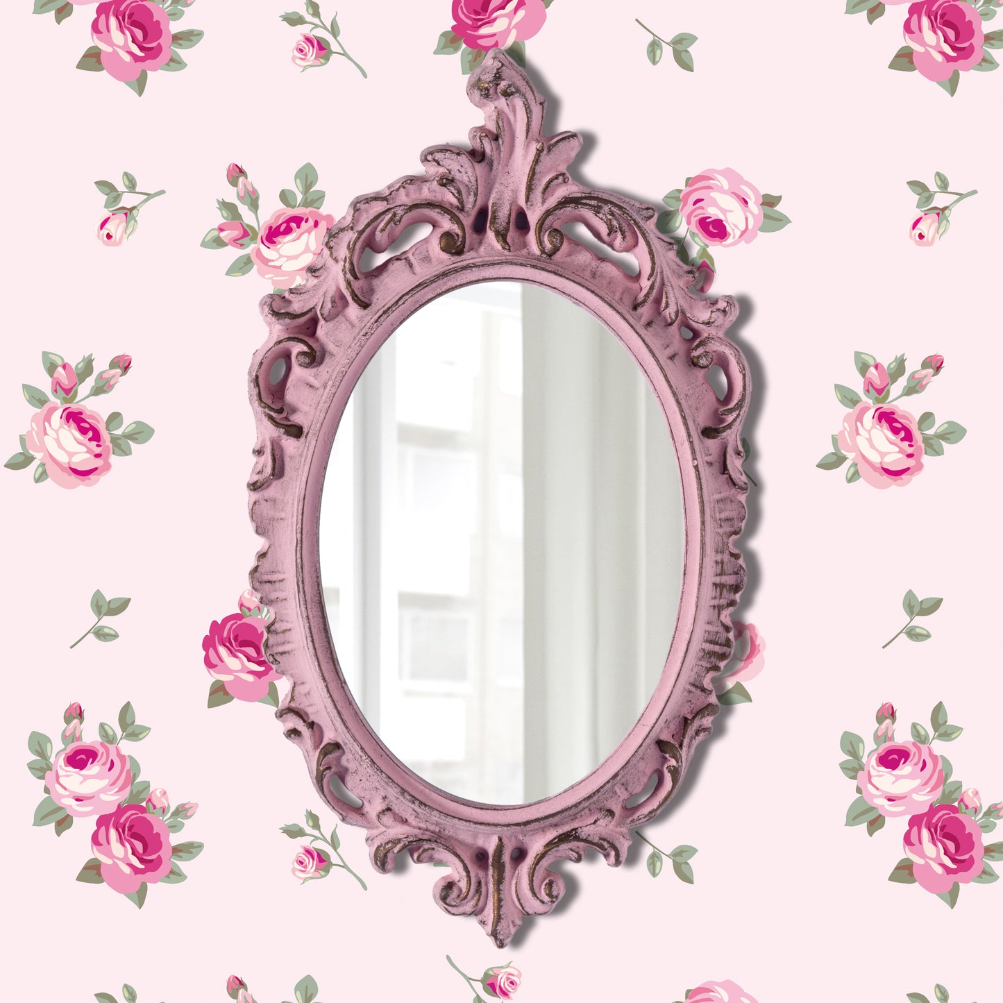 pretty shabby wall mirror - oval vintage