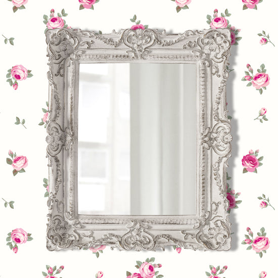 pretty shabby wall mirror - rectangular vintage