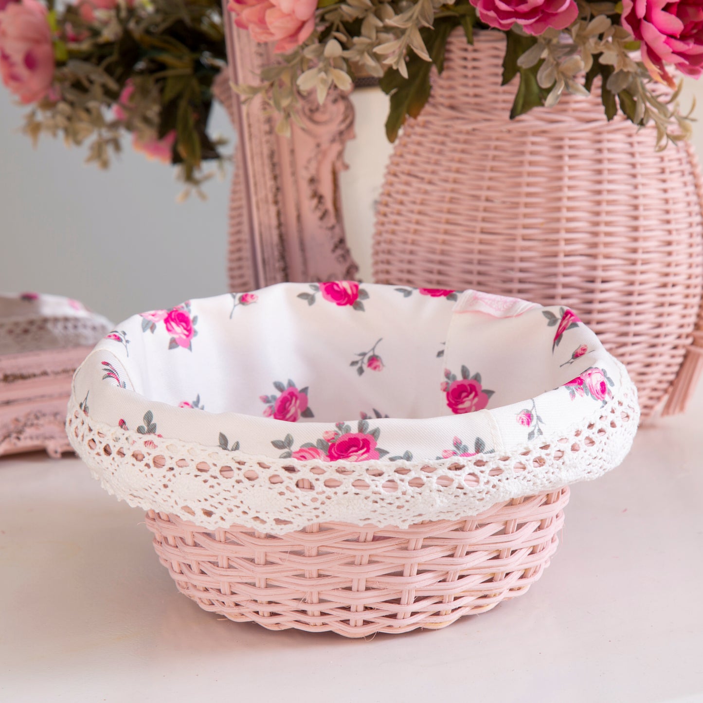 cottage round wicker basket