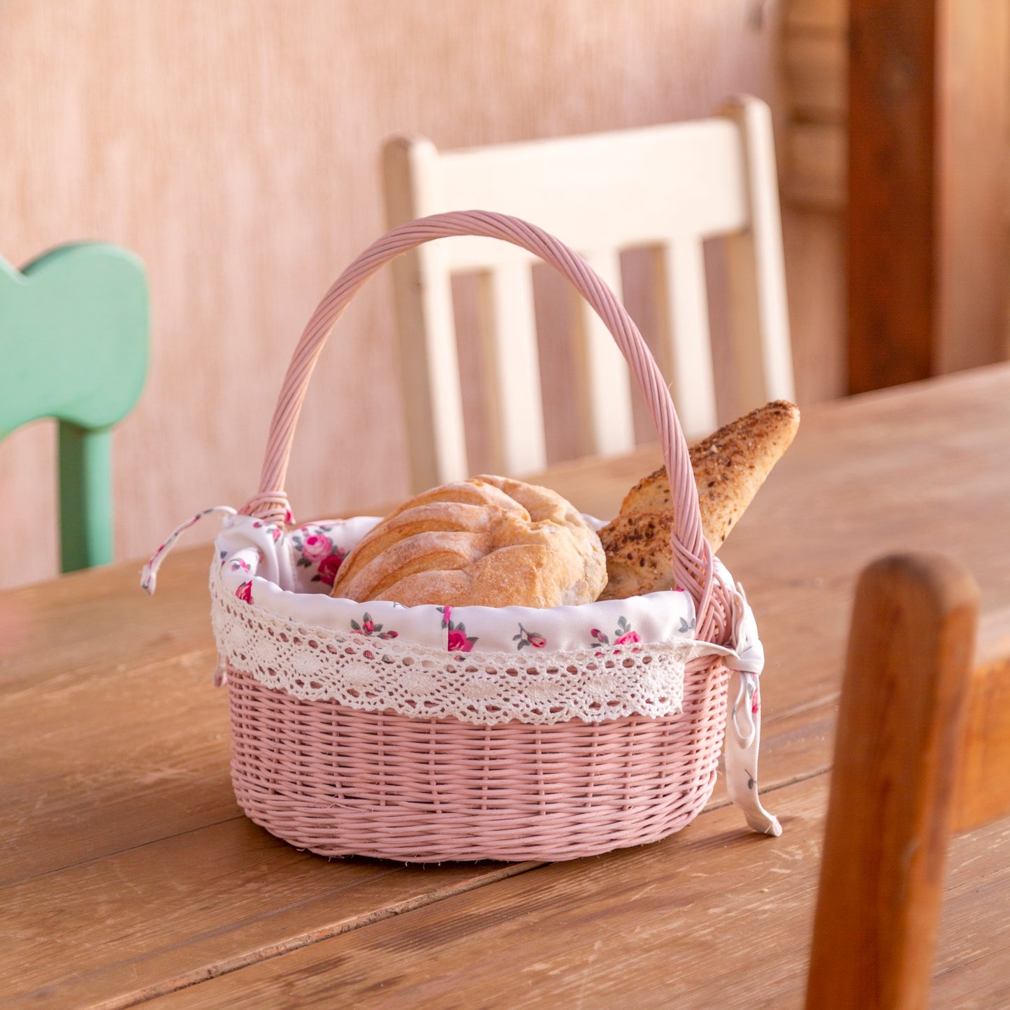 farmhouse wicker basket with handles