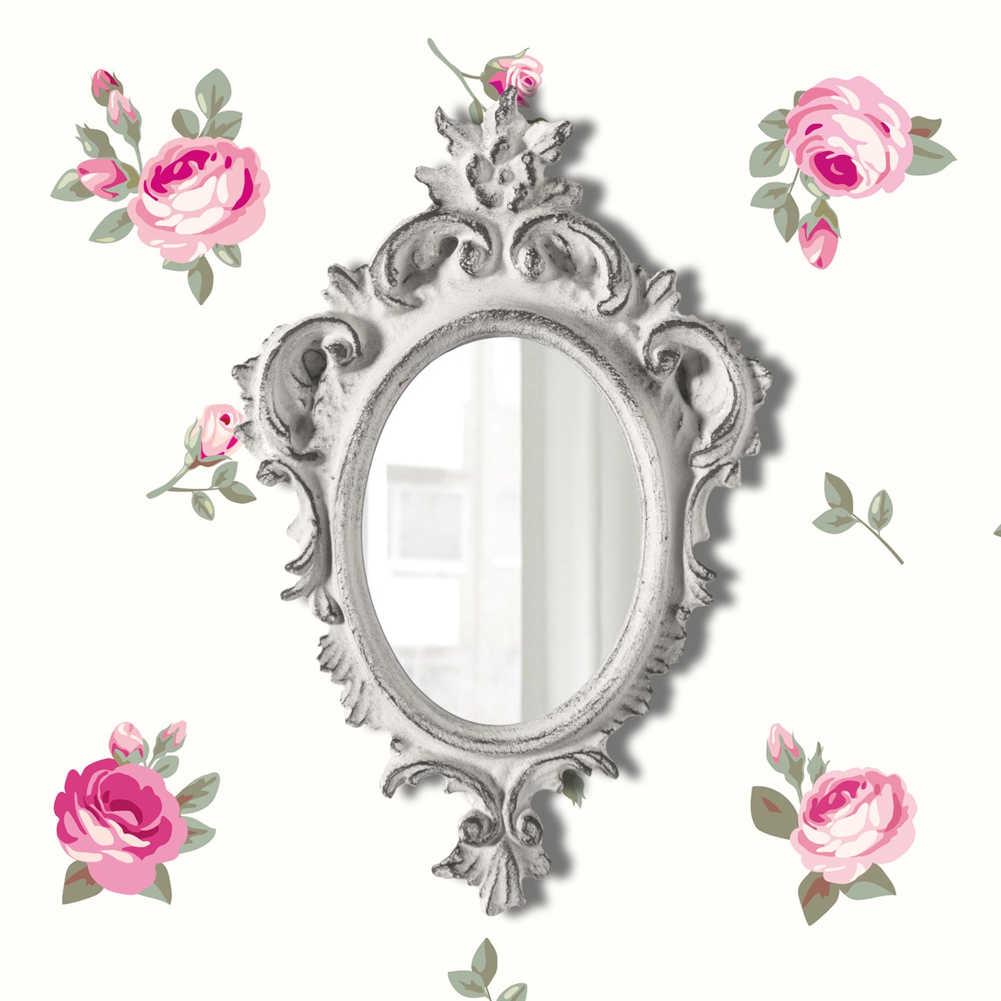 pretty shabby wall mirror - oval chic