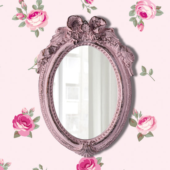 pretty shabby wall mirror - oval ribbon